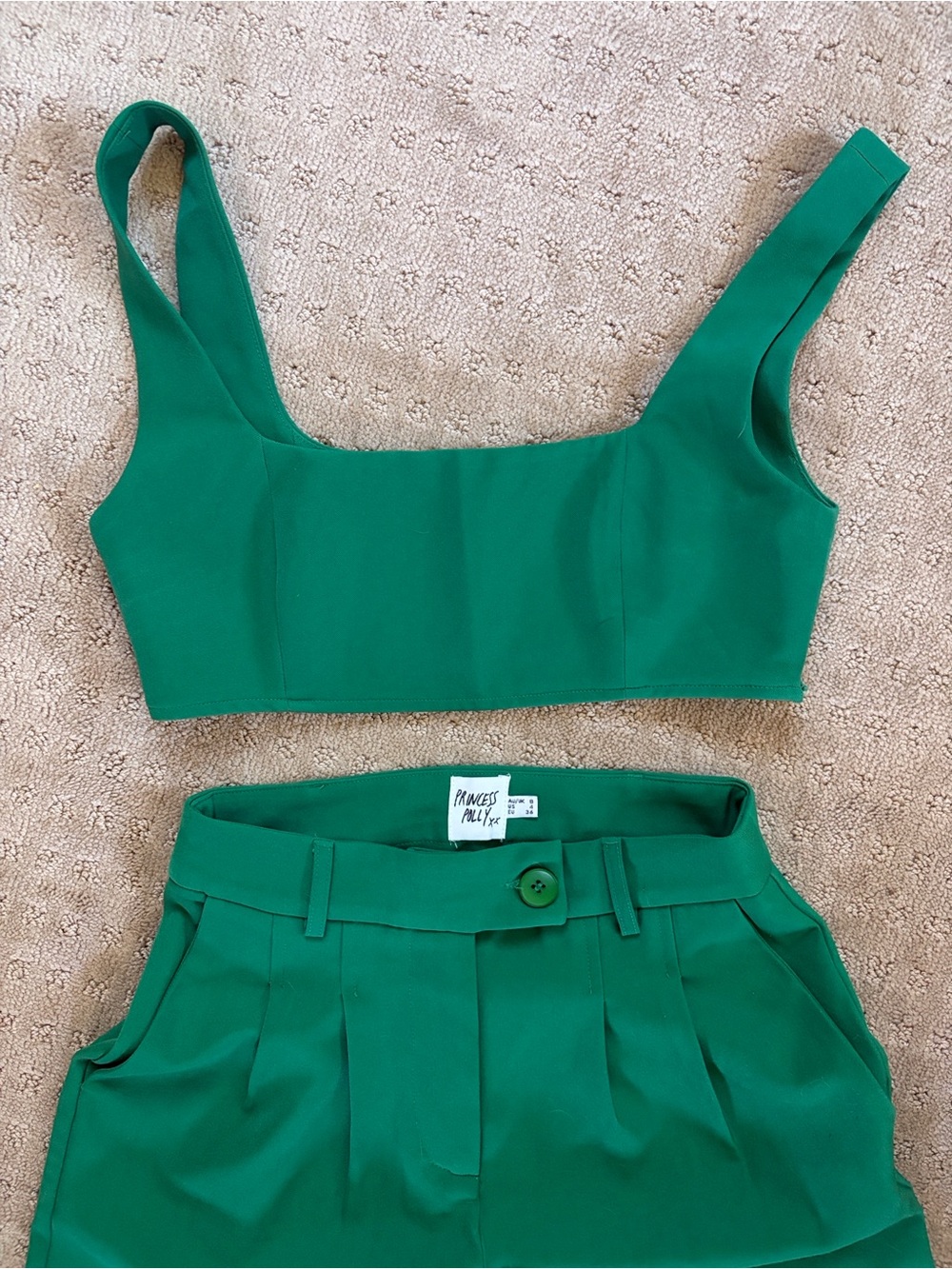 Princess Polly Emerald Green High-Waist Wide Leg Pants - Picture 3 of 5